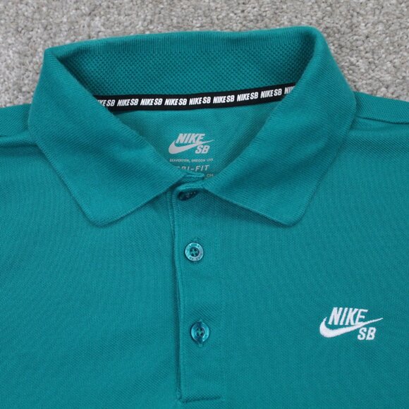 Nike SB Pique Polo Shirt Men Small Green Dri-Fit Vented Cotton/Poly S/S Pullover - Picture 7 of 15